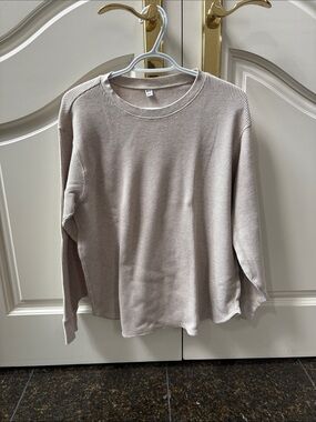 Uniqlo Women’s Waffle Knit Crew Sweater - Light Cream